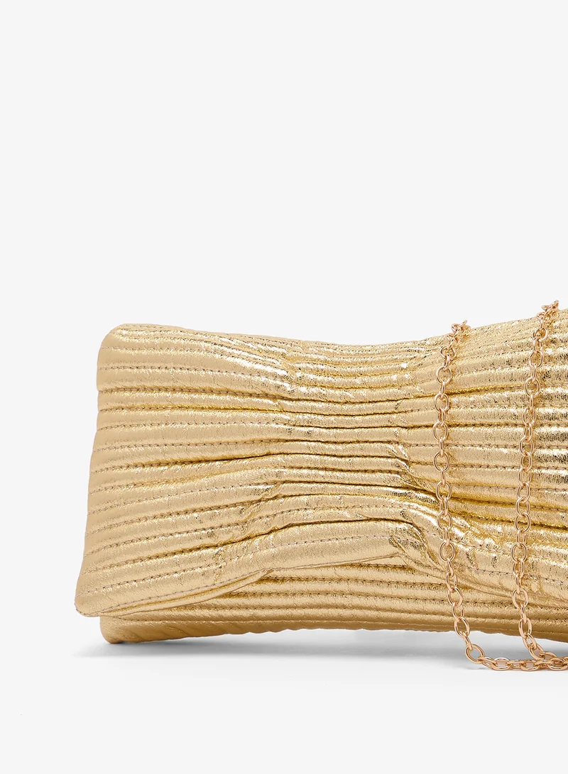 GLAMOROUS GOLD Bow Foil Clutch Bag for Women | Best Price UAE